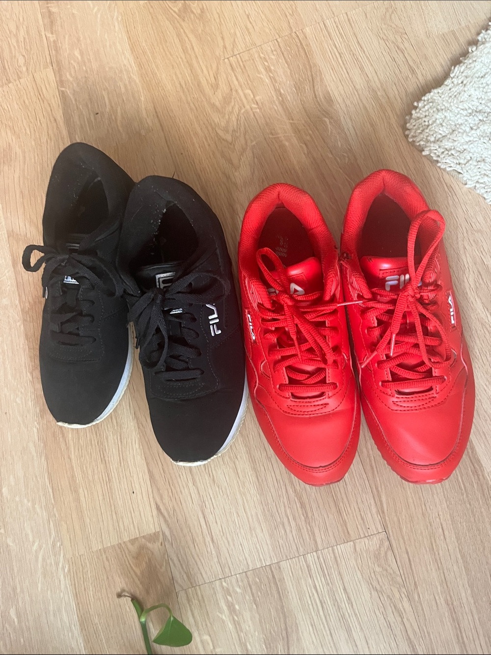 2 Fila Red and Black Lace-Up Sneakers - 2 Pairs - used, see pictures.